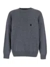 Msgm Crew Neck Sweater With Ribbed Cuffs And Hem In Blue