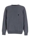 Msgm Crew Neck Sweater With Ribbed Cuffs And Hem In Gray