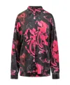 Msgm Magma-print Satin-finish Shirt In Black