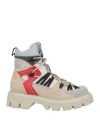 Msgm Man Ankle Boots Beige Size 9 Leather, Textile Fibers In Beige
