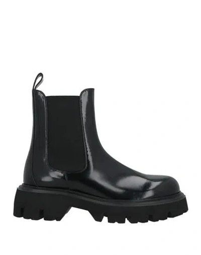Msgm Man Ankle Boots Black Size 9 Leather
