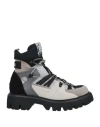 Msgm Man Ankle Boots Grey Size 12 Leather, Textile Fibers