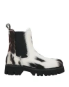 Msgm Man Ankle Boots White Size 8 Leather In White
