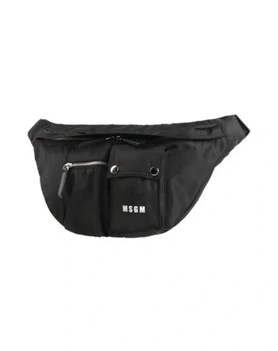 Msgm Man Belt Bag Black Size - Textile Fibers