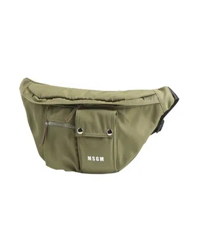 Msgm Man Belt Bag Military Green Size - Textile Fibers