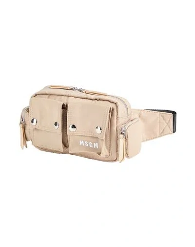 Msgm Man Belt Bag Sand Size - Nylon In Beige