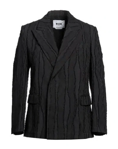 Msgm Man Suit Jacket Black Size 32 Cotton