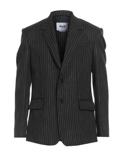 Msgm Man Blazer Black Size 40 Wool