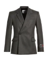 Msgm Man Blazer Charcoal Size 44 Virgin Wool, Polyester In Gray