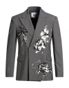 Msgm Man Blazer Grey Size 38 Virgin Wool, Elastane In Gray