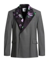 Msgm Man Blazer Grey Size 42 Virgin Wool, Elastane In Gray