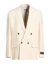 Msgm Man Blazer Ivory Size 40 Viscose, Polyester, Elastane In Neutral