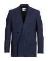 Msgm Man Blazer Navy Size 40 Virgin Wool, Elastane In Blue