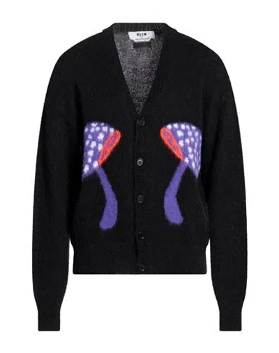 Msgm Man Cardigan Black Size Xl Acrylic, Polyamide, Mohair Wool