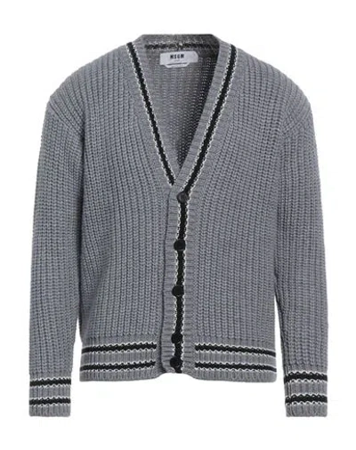 Msgm Man Cardigan Grey Size M Virgin Wool, Acrylic