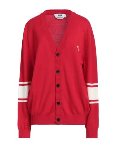 Msgm Man Cardigan Red Size L Virgin Wool In Red