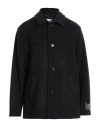 Msgm Man Coat Black Size 42 Virgin Wool, Polyamide