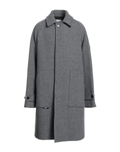 Msgm Man Coat Charcoal Size 44 Wool, Polyamide In Gray