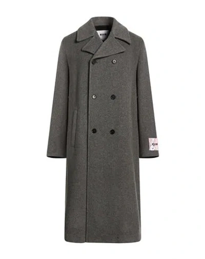 Msgm Man Coat Grey Size 36 Wool, Polyester In Gray