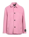 Msgm Man Coat Pink Size 42 Virgin Wool, Polyamide