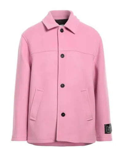 Msgm Man Coat Pink Size 42 Virgin Wool, Polyamide