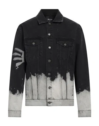 Msgm Man Denim Outerwear Black Size 40 Cotton