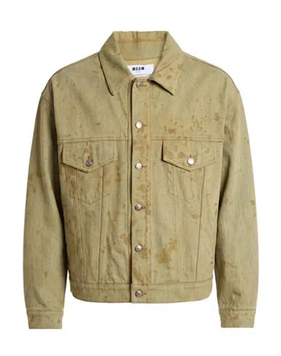 Msgm Man Denim Outerwear Blue Size 32 Cotton In Green