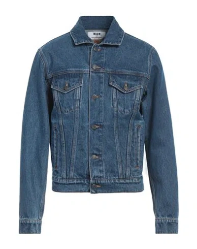 Msgm Man Denim Outerwear Blue Size 32 Cotton