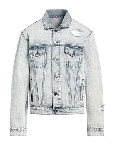 Msgm Man Denim Outerwear Blue Size 42 Cotton