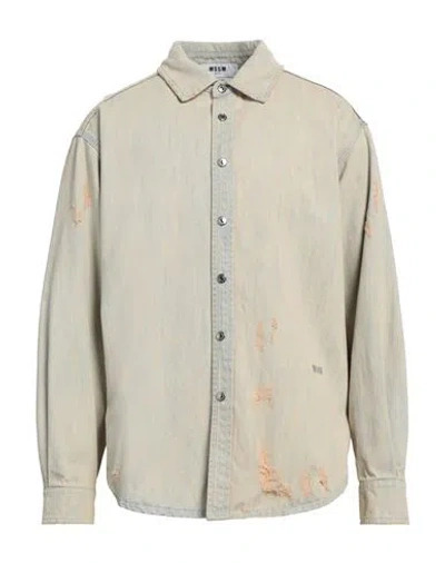 Msgm Man Denim Shirt Blue Size 16 Cotton