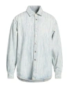 Msgm Man Denim Shirt Blue Size 16 Cotton In Blue