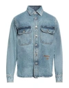 Msgm Man Denim Shirt Blue Size S Organic Cotton In Blue