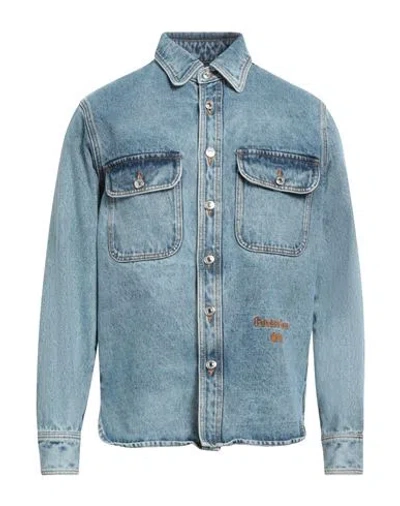 Msgm Man Denim Shirt Blue Size S Organic Cotton