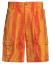 Msgm Man Denim Shorts Orange Size 38 Cotton