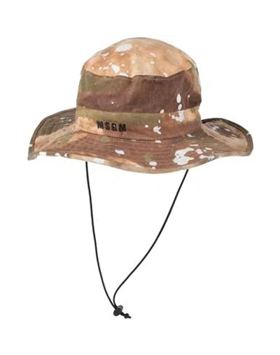Msgm Man Hat Brown Size Onesize Cotton
