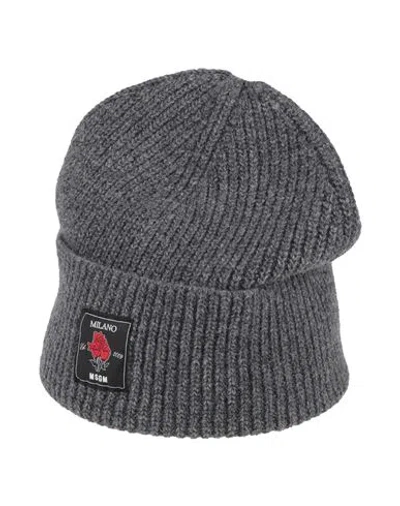 Msgm Man Hat Grey Size Onesize Wool, Polyamide In Gray