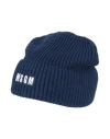 Msgm Logo-embroidered Ribbed-knit Beanie In Navy Blue