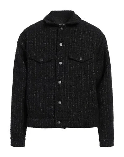 Msgm Man Jacket Black Size 40 Acrylic, Cotton, Synthetic Fibers, Wool, Metallic Fiber