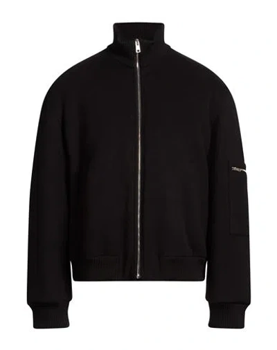 Msgm Man Jacket Black Size 40 Virgin Wool, Polyamide