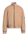 Msgm Man Jacket Camel Size 42 Virgin Wool, Polyamide In Beige