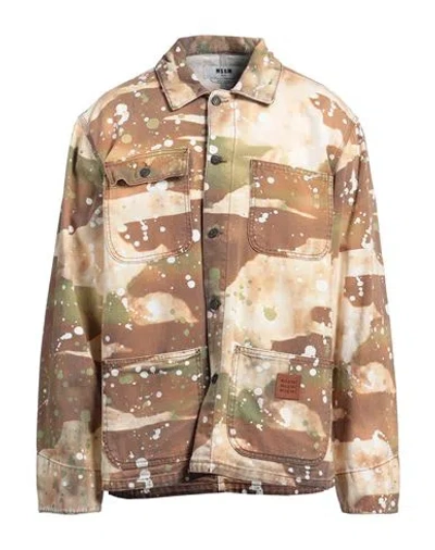 Msgm Man Jacket Camel Size 44 Cotton In Beige