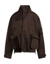 Msgm Man Jacket Dark Brown Size 40 Cotton, Elastane