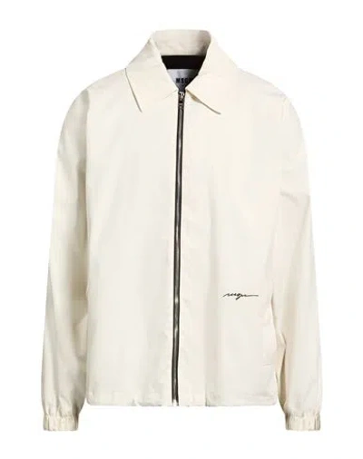 Msgm Man Jacket Ivory Size 38 Cotton, Elastane In White