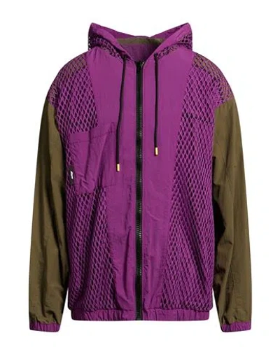 Msgm Man Jacket Mauve Size 38 Polyamide In Purple