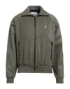 Msgm Man Jacket Military Green Size 36 Viscose, Polyurethane In Green