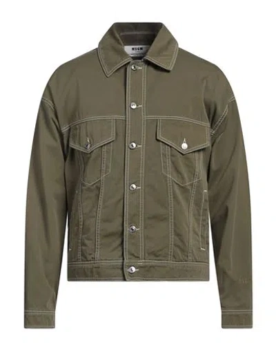 Msgm Man Jacket Military Green Size 38 Cotton