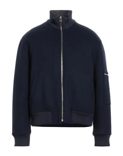 Msgm Man Jacket Navy Size 34 Virgin Wool, Polyamide In Navy Blue