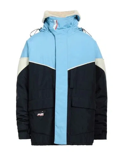 Msgm Man Jacket Sky Blue Size 38 Polyamide
