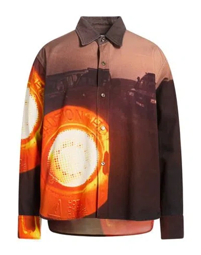 Msgm Man Jacket Tan Size 16 Cotton In Brown