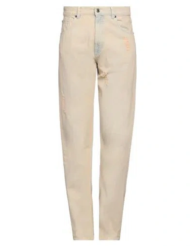 Msgm Man Jeans Beige Size 30 Cotton